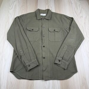 Universal Works Mens Green Utility Pockets Workwear Button Up Shirt Size L